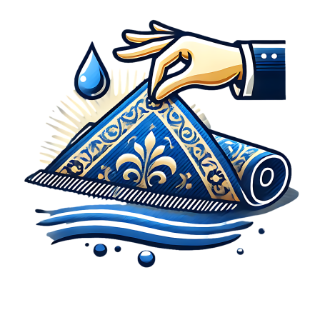 Clean and Serenity logo - premium cleaning service with a Persian-style blue and gold carpet design